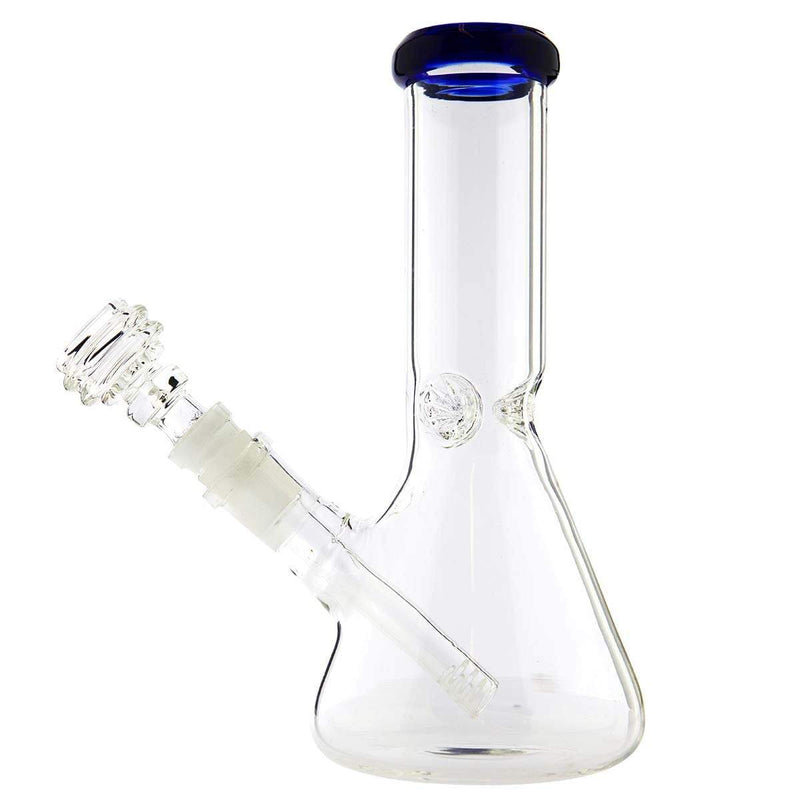 Biohazard Inc Glass Bong Waterpipe  8" Beaker w/ Blue Trim