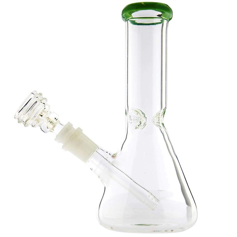 Biohazard Inc Glass Bong Waterpipe  8" Beaker w/ Green Trim