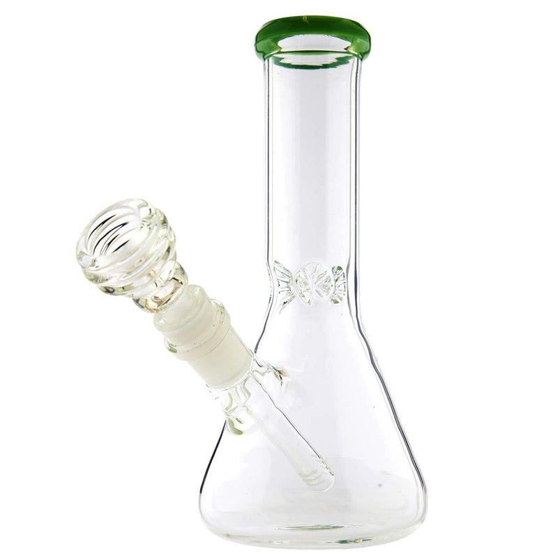 Biohazard Inc Glass Bong Waterpipe  8" Beaker w/ Green Trim