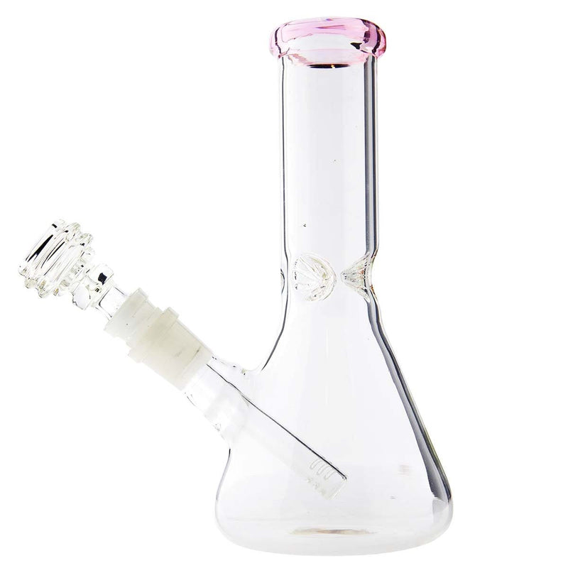 Biohazard Inc Glass Bong Waterpipe  8" Beaker w/ Pink Trim