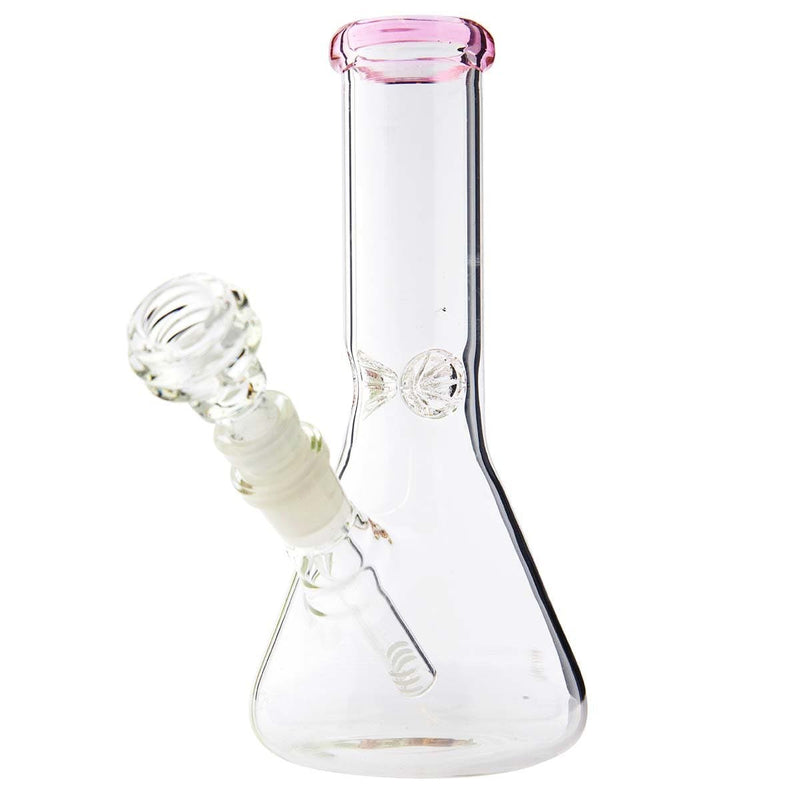 Biohazard Inc Glass Bong Waterpipe  8" Beaker w/ Pink Trim