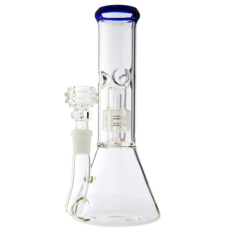 Biohazard Inc Glass Bong Waterpipe  Beaker Perc 8" 14mm Fem w/Bowl BL