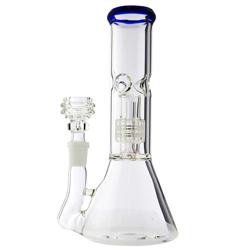 Biohazard Inc Glass Bong Waterpipe  Beaker Perc 8" 14mm Fem w/Bowl BL