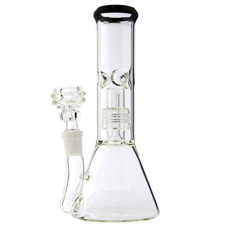 Biohazard Inc Glass Bong Waterpipe  Beaker Perc 8" 14mm Fem w/Bowl BLK