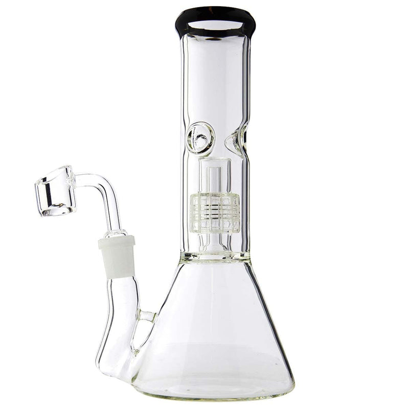 Biohazard Inc Glass Bong Waterpipe  Beaker Perc 8" 14mm Fem w/Bowl BLK