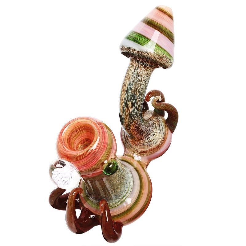 Biohazard Inc Glass Bubbler 5” Mushroom w/ Inverted Flower Knocker Marble Bubbler