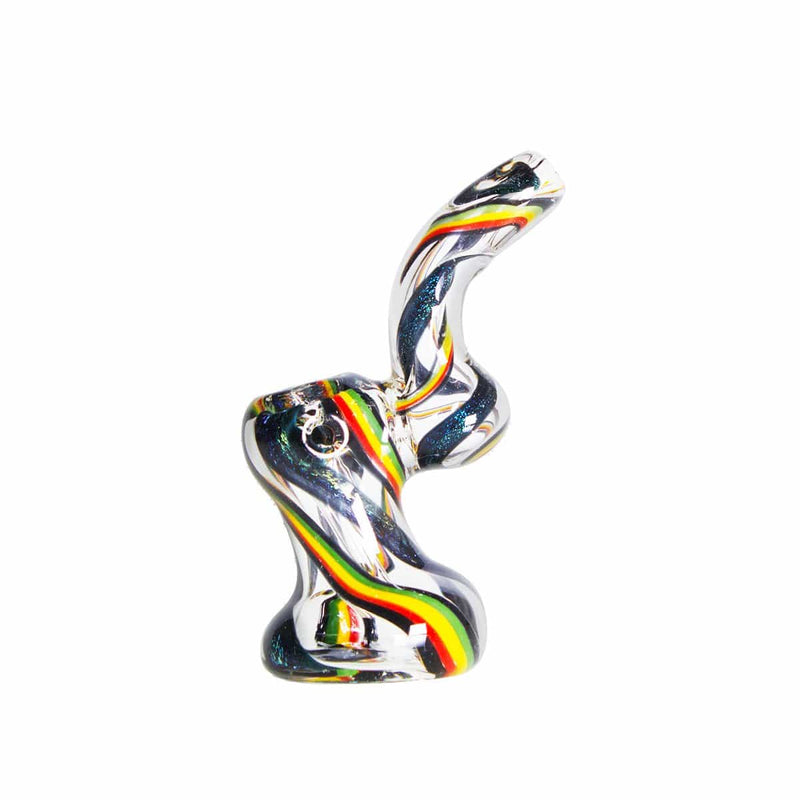 Biohazard Inc Glass Bubbler 6" Rasta and Dichro Swirl Bubbler