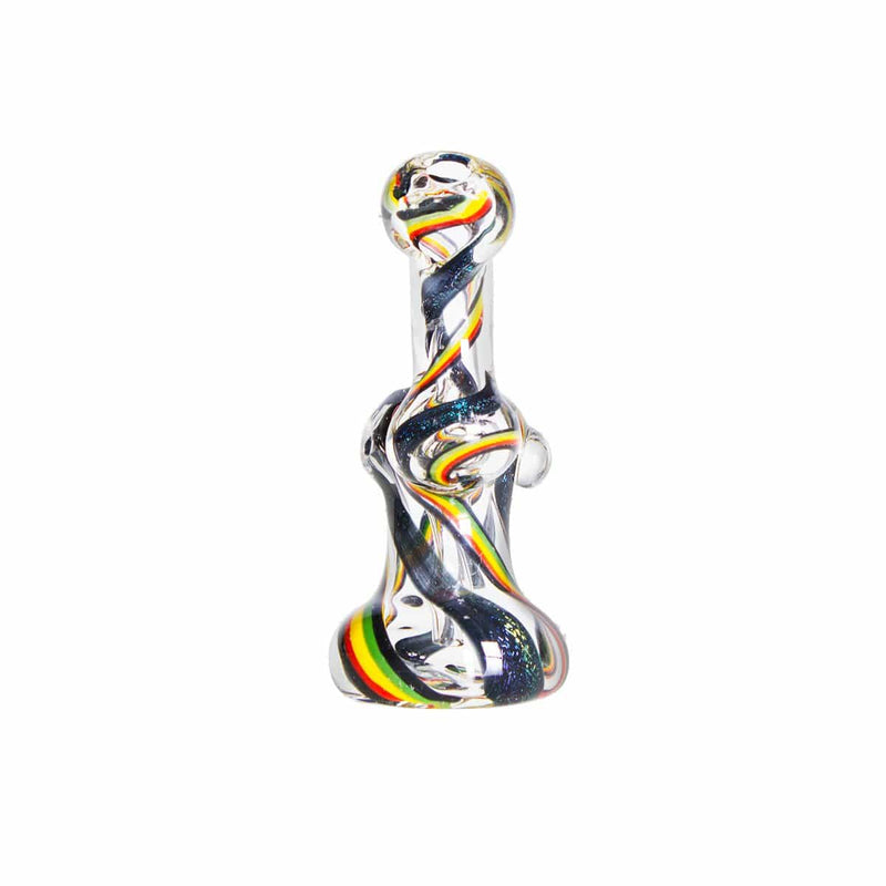 Biohazard Inc Glass Bubbler 6" Rasta and Dichro Swirl Bubbler