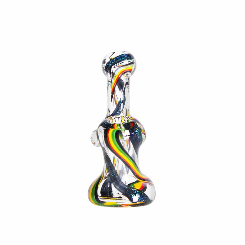 Biohazard Inc Glass Bubbler 6" Rasta and Dichro Swirl Bubbler