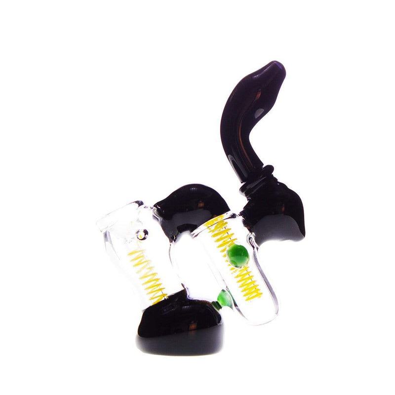 Biohazard Inc Glass Bubbler 8" Black and Clear Double Bubbler