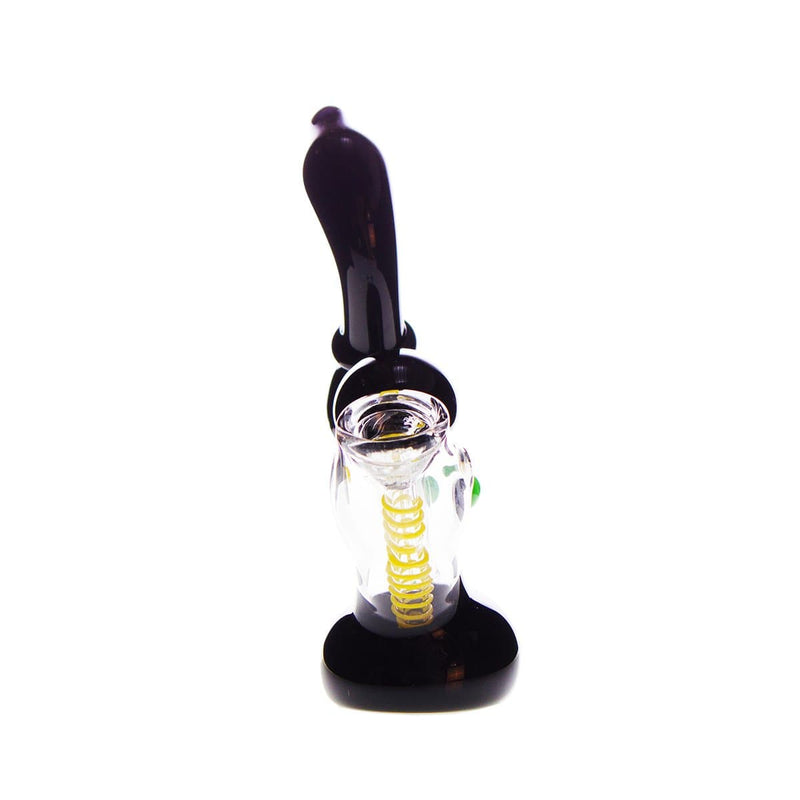 Biohazard Inc Glass Bubbler 8" Black and Clear Double Bubbler