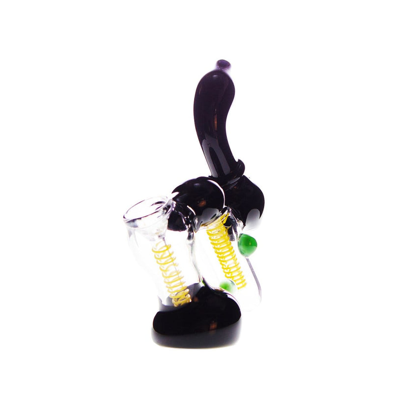 Biohazard Inc Glass Bubbler 8" Black and Clear Double Bubbler