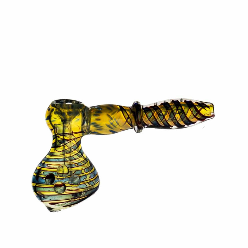 Biohazard Inc Glass Bubbler 8" Dichro Swirl Hammer Bubbler