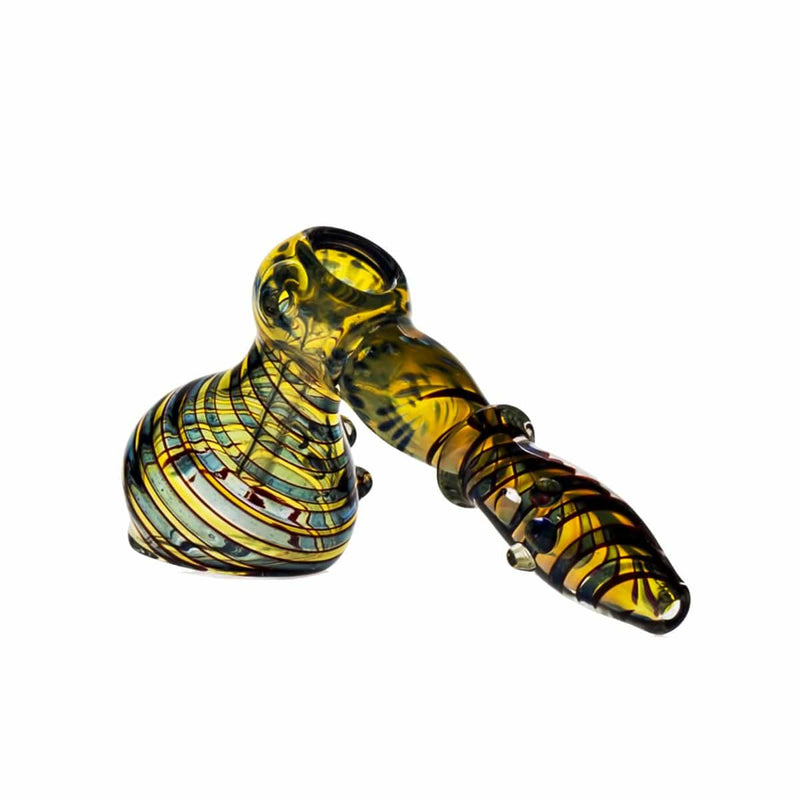 Biohazard Inc Glass Bubbler 8" Dichro Swirl Hammer Bubbler