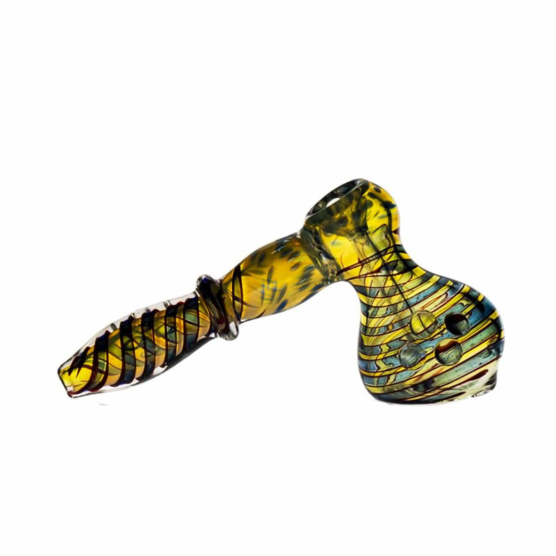 Biohazard Inc Glass Bubbler 8" Dichro Swirl Hammer Bubbler