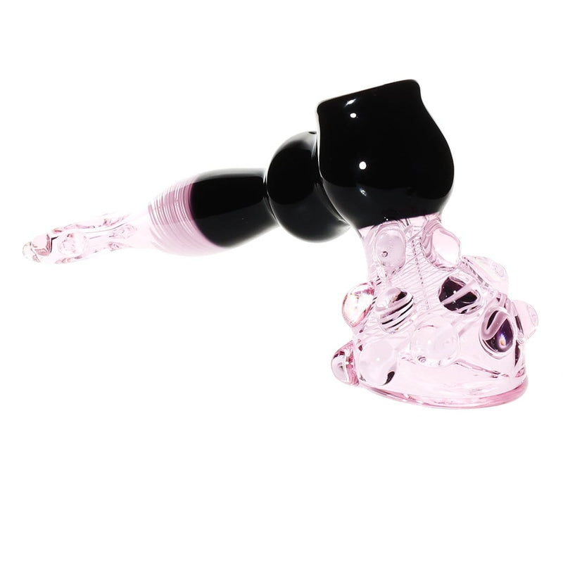 Biohazard Inc Glass Bubbler 8" Hammer Lattacino Donut Bubbler - Pink/Black