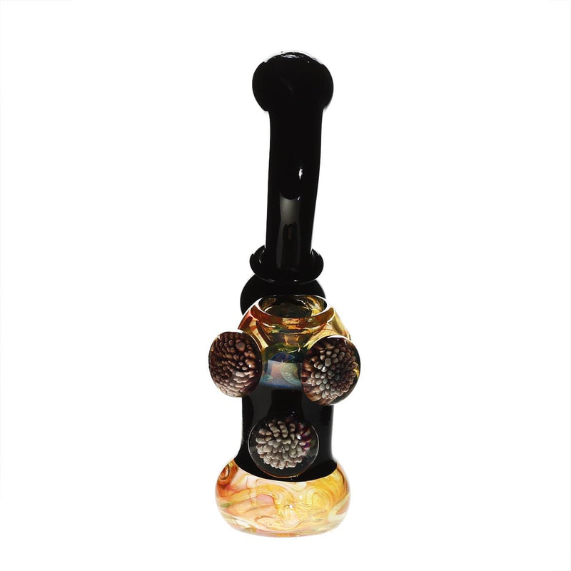 Biohazard Inc Glass Bubbler 8" Standing Sherlock w/ Marbles - Fume & Black Trim