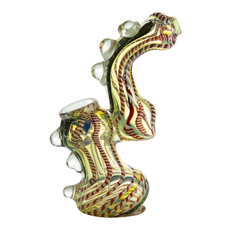 Biohazard Inc Glass Bubbler 9" Dichro Lined Assorted Bubbler w/ Marbles