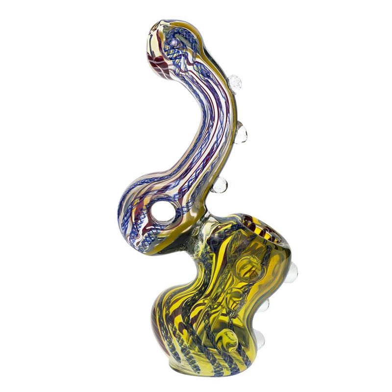 Biohazard Inc Glass Bubbler 9" Dichro Lined Assorted Bubbler w/ Marbles