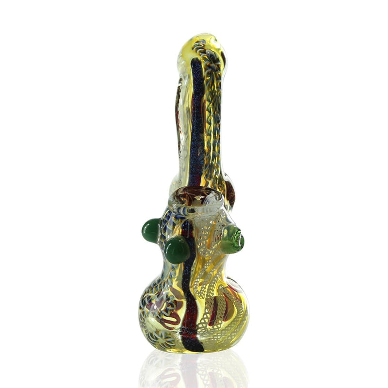 Biohazard Inc Glass Bubbler 9" Dichro Lined Assorted Bubbler w/ Marbles