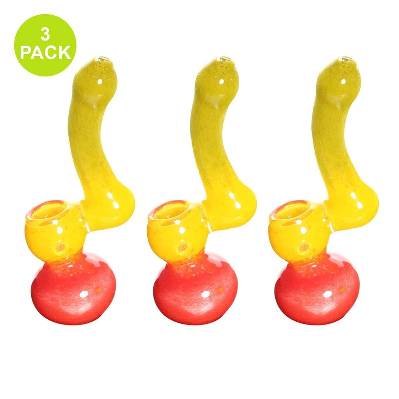 Biohazard Inc Glass Bubbler Bubbler Medium 6"-8" Single Diffused Standing Sherlock Rasta Frit 3 pack