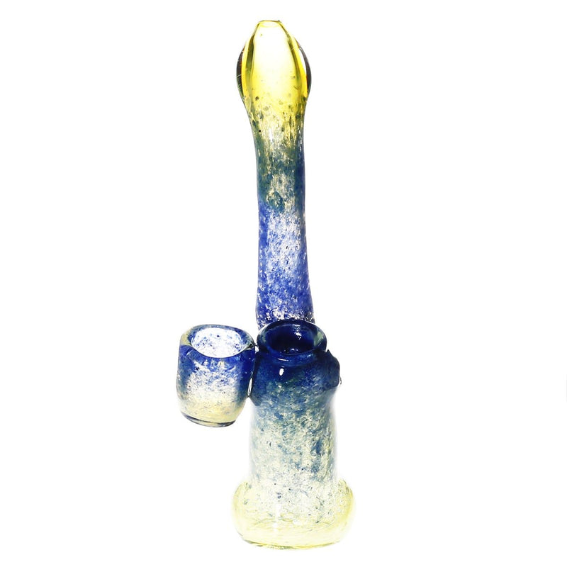 Biohazard Inc Glass Bubbler Large 8" Frit Bubbler w/ Nug Jar - Blue