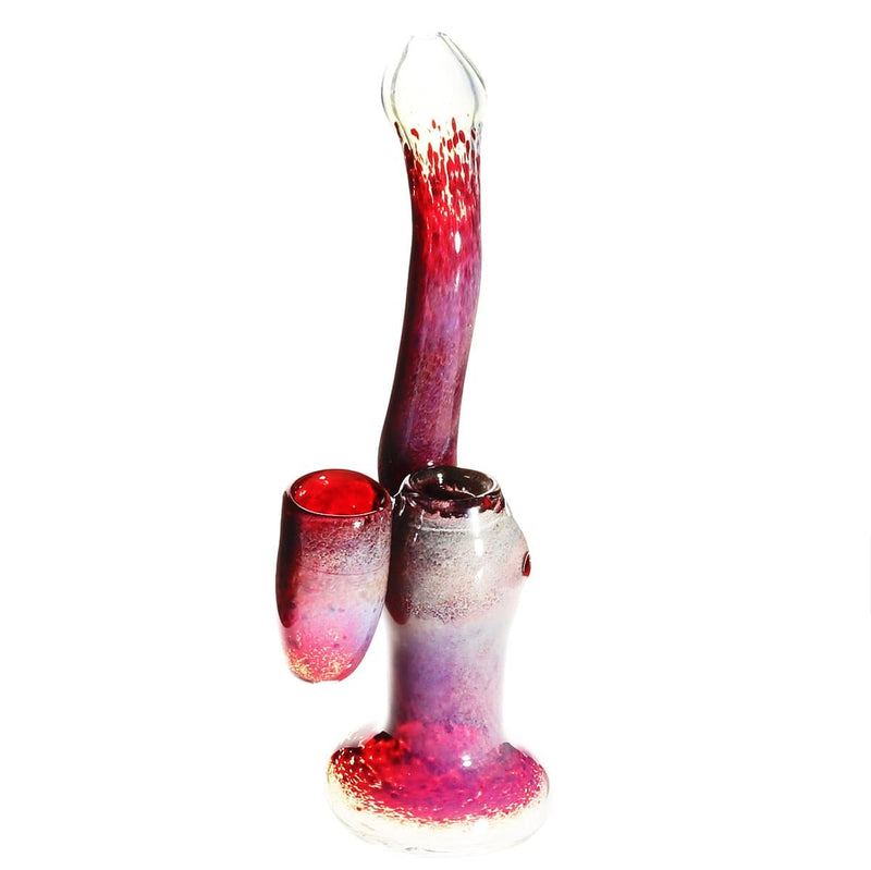 Biohazard Inc Glass Bubbler Large 8" Frit Bubbler w/ Nug Jar - Red