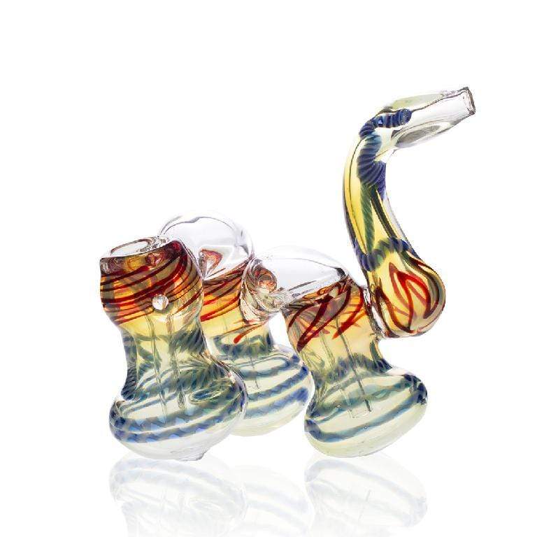 Biohazard Inc Glass Bubbler Medium Assorted Triple Bubbler