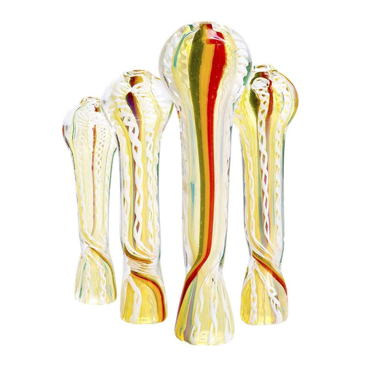 Biohazard Inc Glass Chillum Hand Pipe 3"-4" Assorted Chillum w/ Rasta Stripe