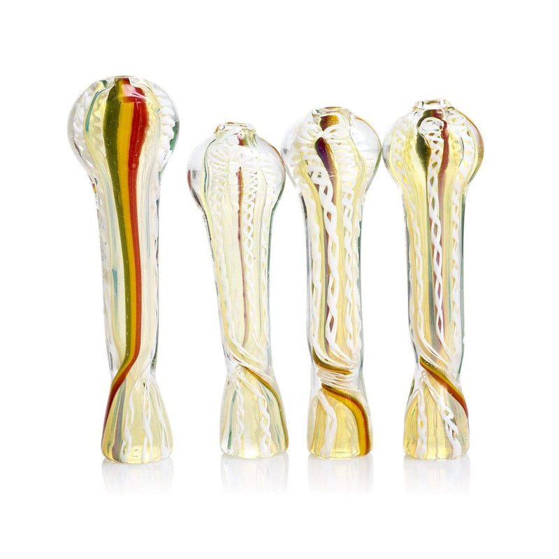 Biohazard Inc Glass Chillum Hand Pipe 3"-4" Assorted Chillum w/ Rasta Stripe