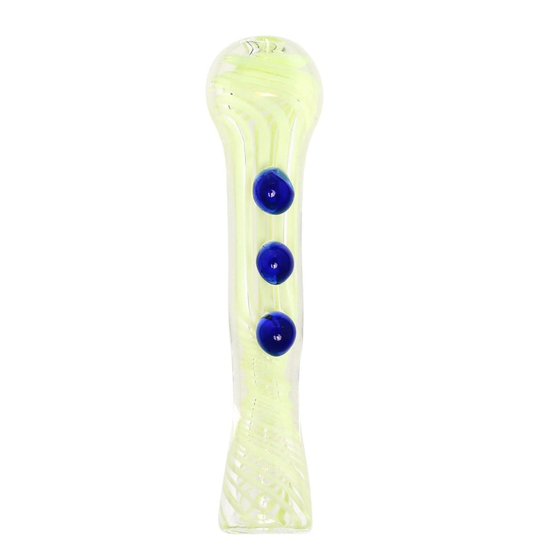 Biohazard Inc Glass Chillum Hand Pipe 3.5" Candy Cane Swirl w/ 3 Knocker Chillum