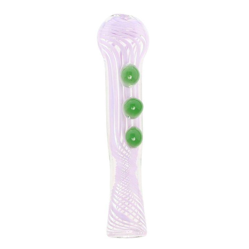 Biohazard Inc Glass Chillum Hand Pipe 3.5" Candy Cane Swirl w/ 3 Knocker Chillum