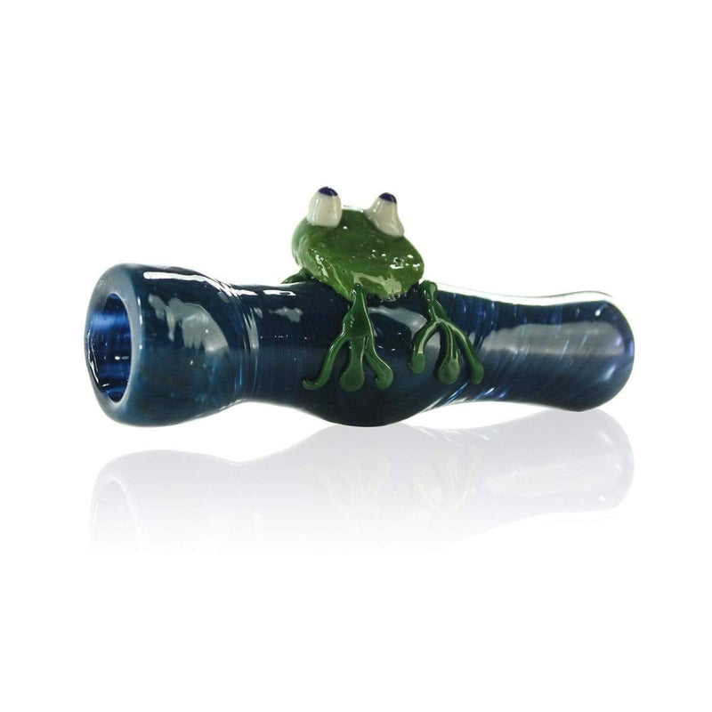 Biohazard Inc Glass Chillum Hand Pipe 4" Heavy Raked Chillum w/ Frog