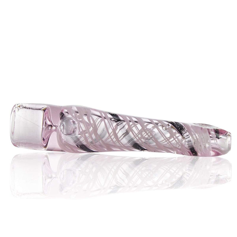 Biohazard Inc Glass Chillum Hand Pipe 4" Pink Chillum w/ Dichro