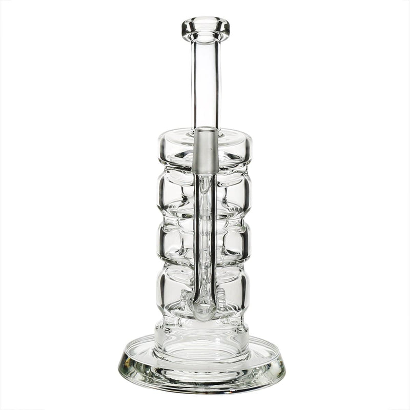 Biohazard Inc Glass Dab Rig 5" Donut Stacker Recycler Stemless Dab Rig 14mm - Clear