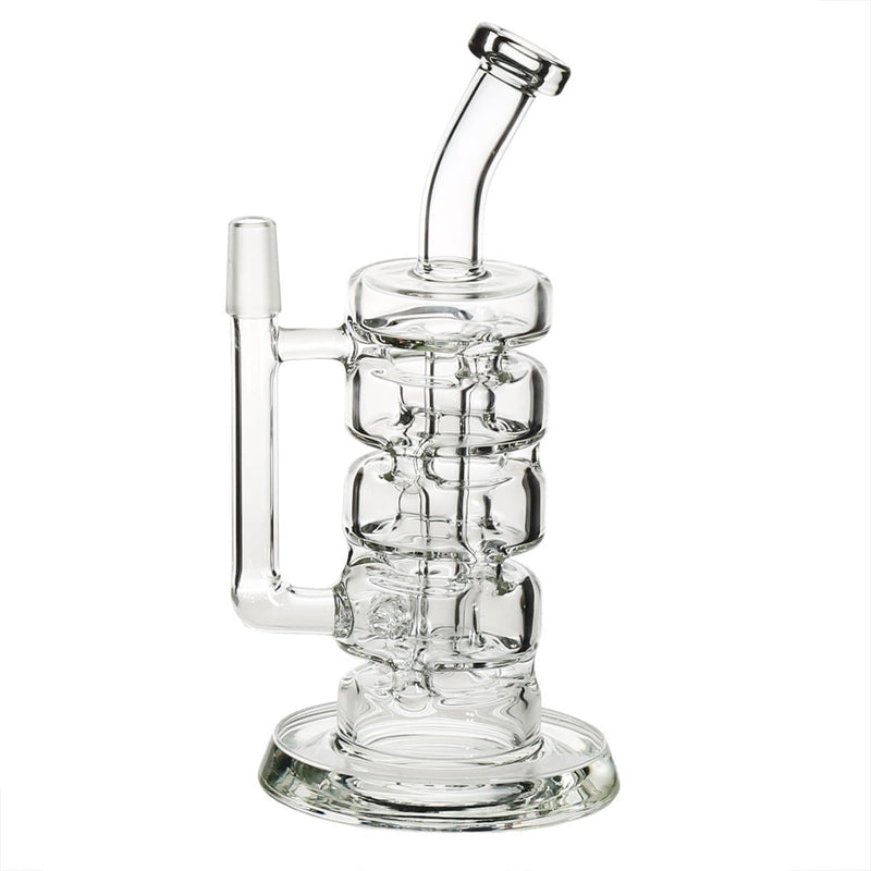 Biohazard Inc Glass Dab Rig 5" Donut Stacker Recycler Stemless Dab Rig 14mm - Clear