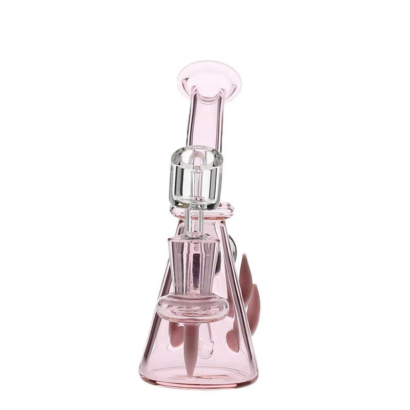 Biohazard Inc Glass Dab Rig 6" Diffused w/ Horns and Marble Banger Hanger Beaker w/ Banger -  Pink