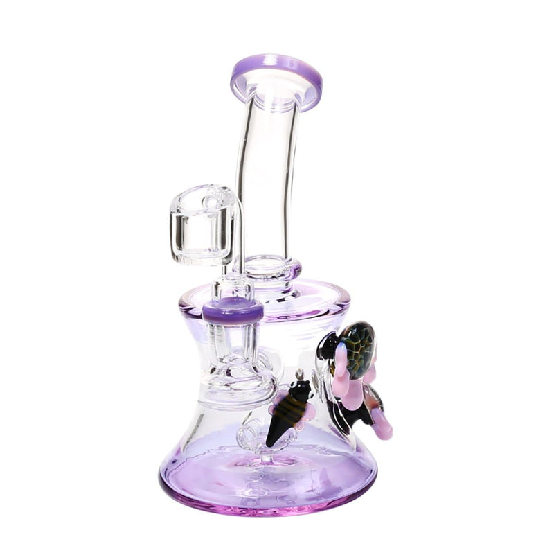 Biohazard Inc Glass Dab Rig 6" Honey Bee Banger Hanger w/ Banger - Wisteria