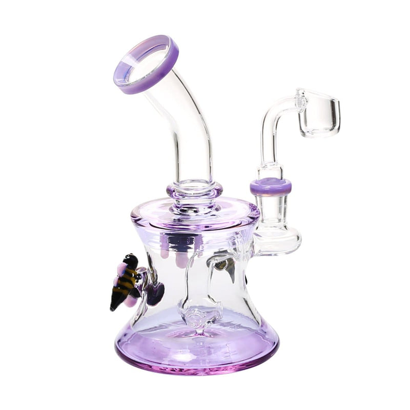 Biohazard Inc Glass Dab Rig 6" Honey Bee Banger Hanger w/ Banger - Wisteria