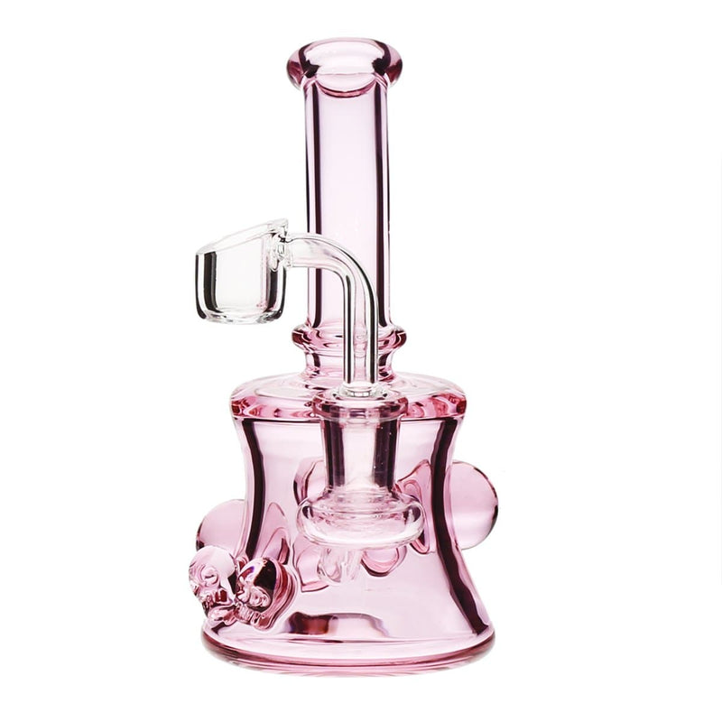 Biohazard Inc Glass Dab Rig 6" Skull Marbles Banger Hanger w/ Banger - Pink