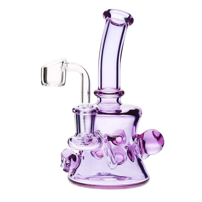 Biohazard Inc Glass Dab Rig 6" Skull Marbles Banger Hanger w/ Banger - Purple