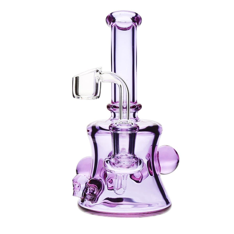 Biohazard Inc Glass Dab Rig 6" Skull Marbles Banger Hanger w/ Banger - Purple