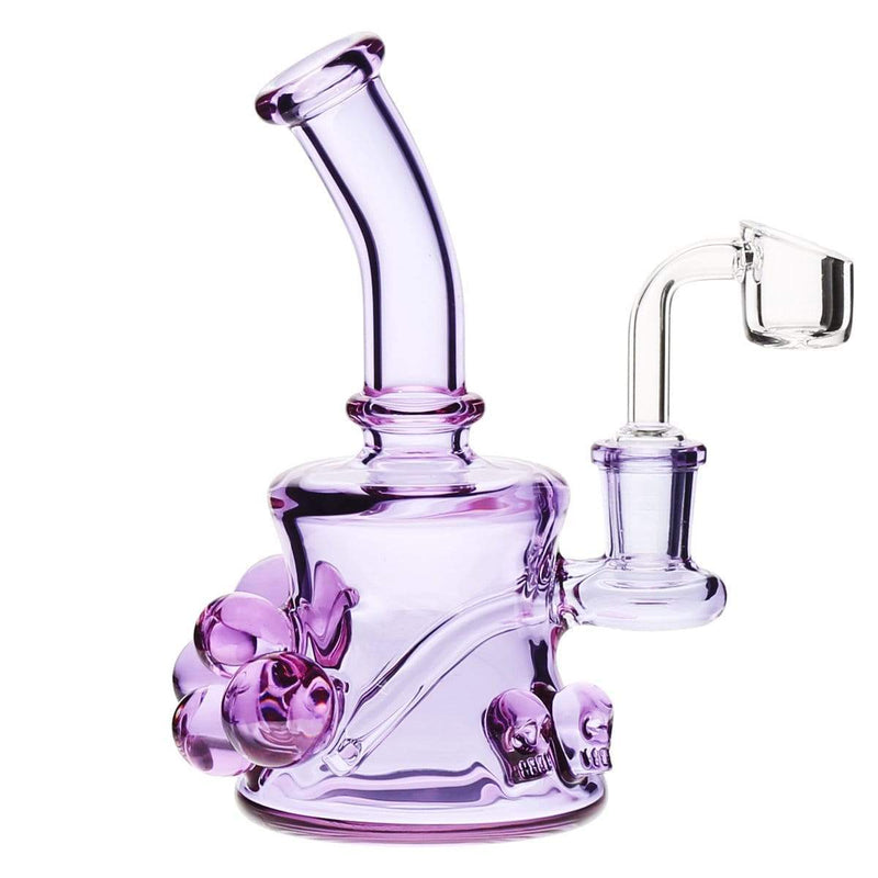 Biohazard Inc Glass Dab Rig 6" Skull Marbles Banger Hanger w/ Banger - Purple