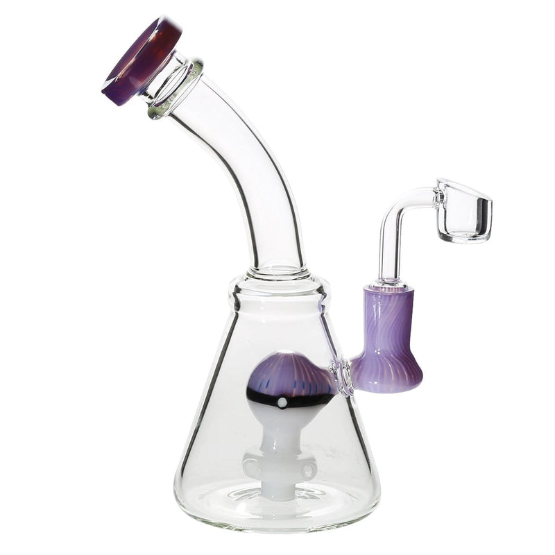 Biohazard Inc Glass Dab Rig 8" Poke Banger Hanger Beaker w/ Banger - Purple