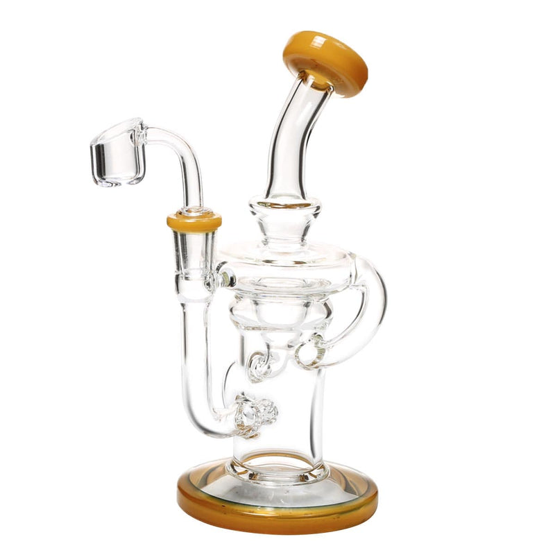 Biohazard Inc Glass Dab Rig 8" Recycler Banger Hanger w/ Banger - Yellow Jade