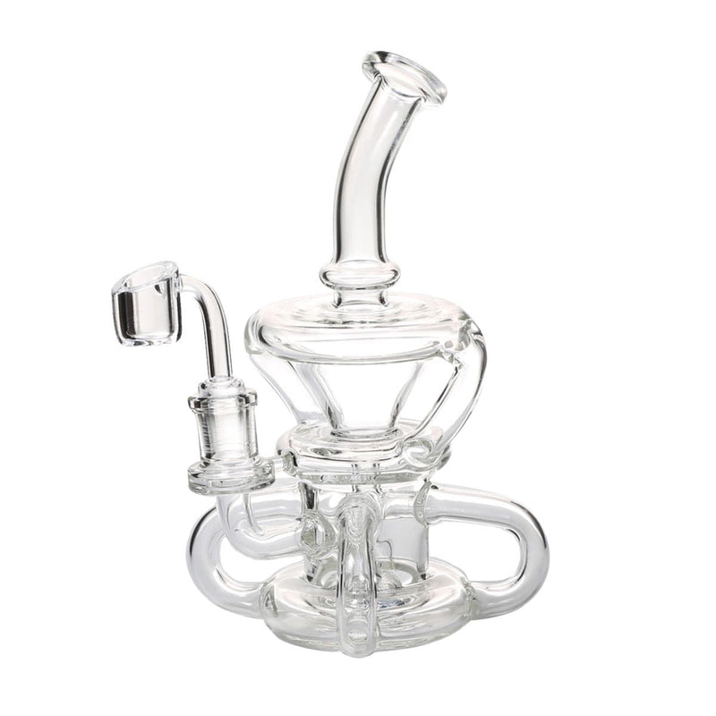 Biohazard Inc Glass Dab Rig 9" Showerhead / Recycler Banger Hanger w/ Banger - Clear