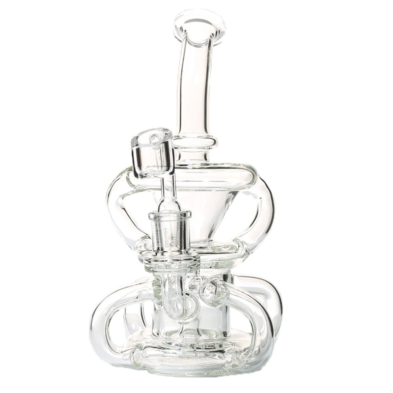 Biohazard Inc Glass Dab Rig 9" Showerhead / Recycler Banger Hanger w/ Banger - Clear