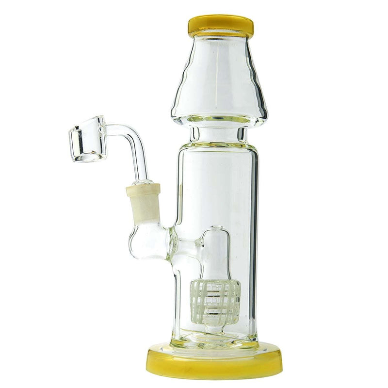 Biohazard Inc Glass Dab Rig 9" Straight Waterpipe with Grid Percolator