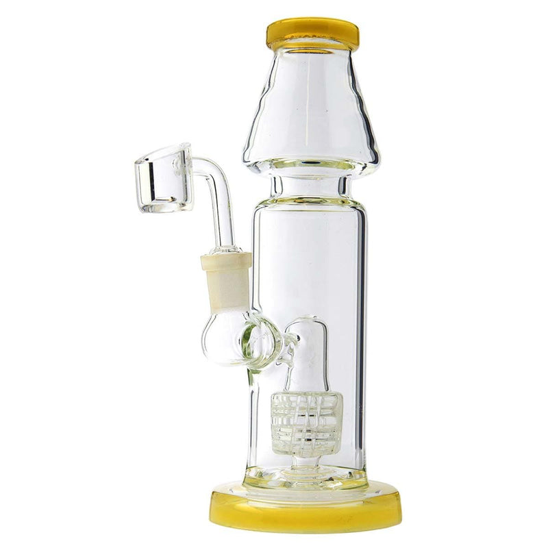 Biohazard Inc Glass Dab Rig 9" Straight Waterpipe with Grid Percolator