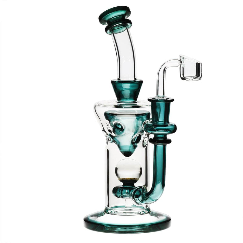 Biohazard Inc Glass Dab Rig Showerhead / Swiss Banger Hanger w/ Banger - Lake Green